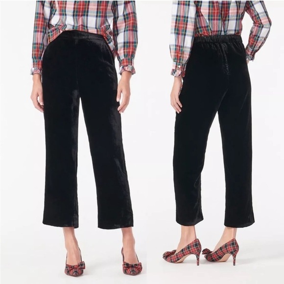 J. Crew Peyton Pull On Pants in Black Velvet Cropped - Picture 1 of 9
